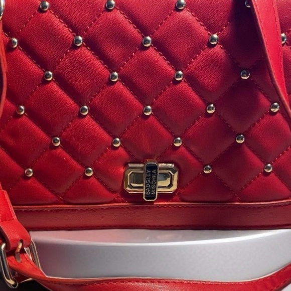 BADGLEY MISCHKA Red studs quilted crossbody purse - Picture 2 of 4